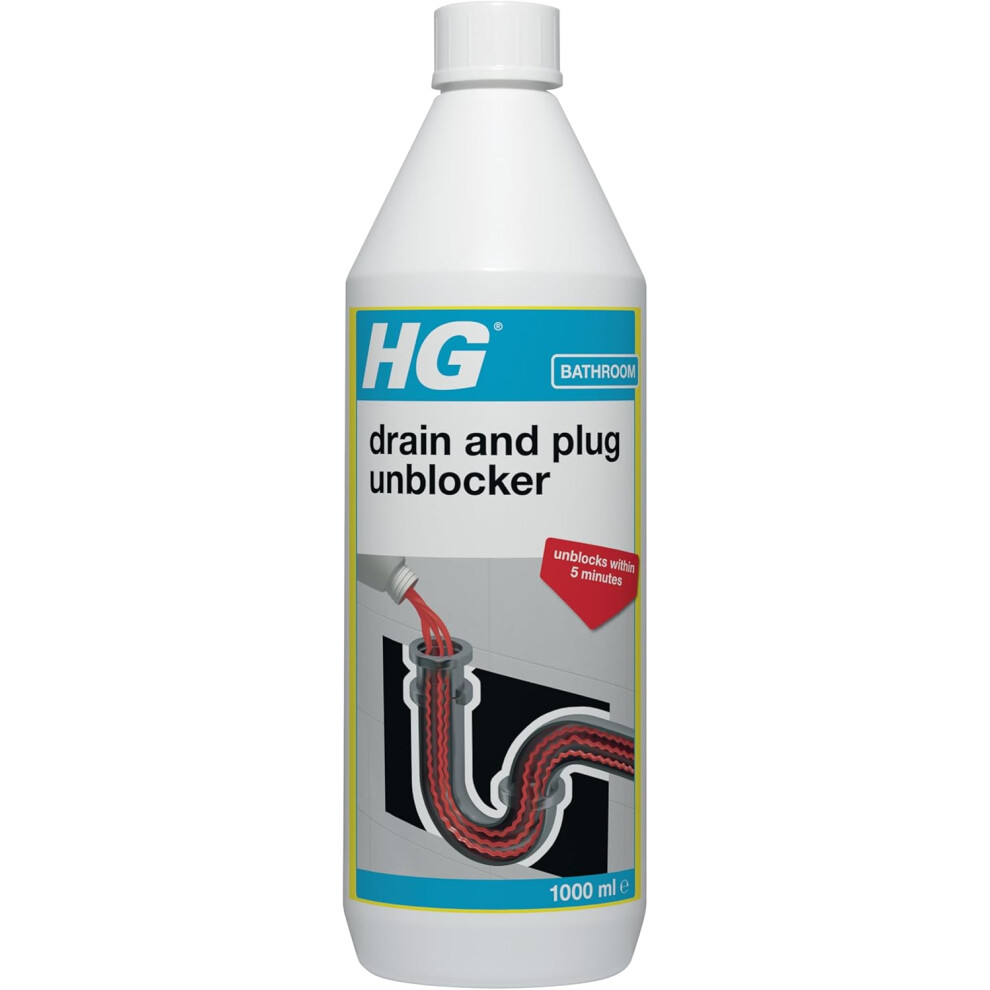 HG Drain and Plug Unblocker 2 uses in 1 Bottle Effectively Removes Blockages Liquid Cleaner Blocked Drain Pipes in Sinks  Shower Traps 1000ml