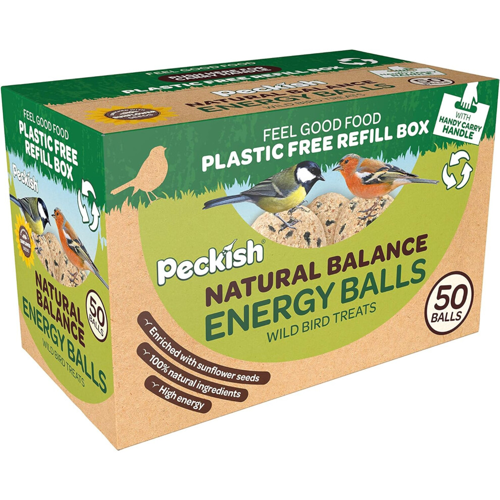 Peckish Natural Balance High Energy Fat Balls for Wild Birds - 50 fat ball Box, Brown