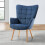 Living And Home (Dark Blue) Upholstered Wingback Armchair with Footstool 4