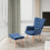 Living And Home (Dark Blue) Upholstered Wingback Armchair with Footstool 3