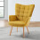 Living And Home (Yellow) Upholstered Wingback Armchair with Footstool 4