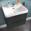 Grey Wall Hung Vanity Unit Sink with Tall Storage Cabinet Basin | Merton 4