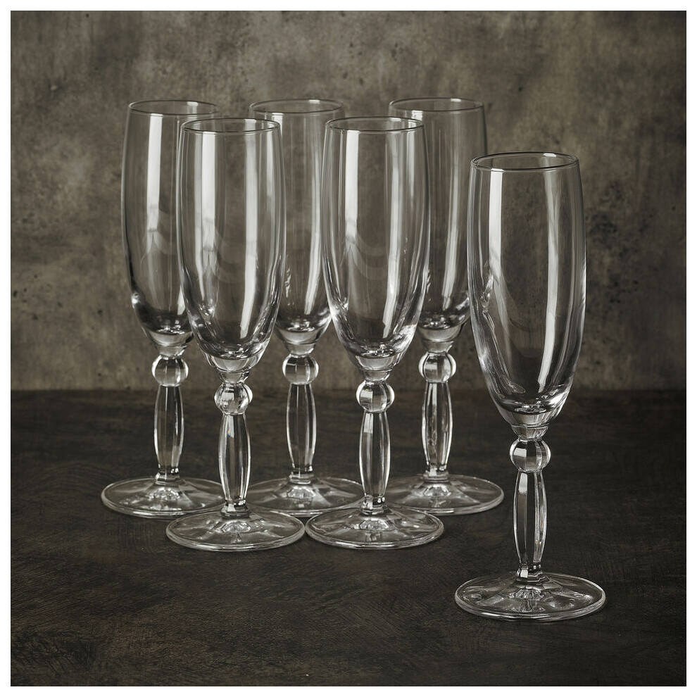 Champagne Drinking Flutes Stemmed 6 Set Cocktail Glasses Dinner Party