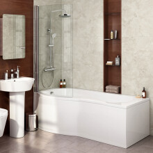 DIAMOND P SHAPED SHOWER BATH - 1700MM WITH SCREEN - LEFT HAND