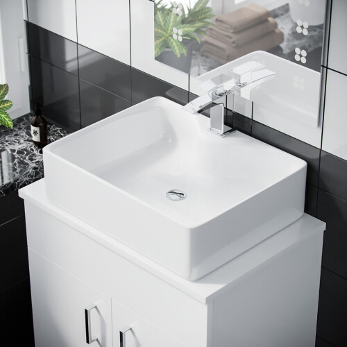Onken 500mm White Vanity Cabinet And Rectangle Counter Top Basin Sink Unit 1