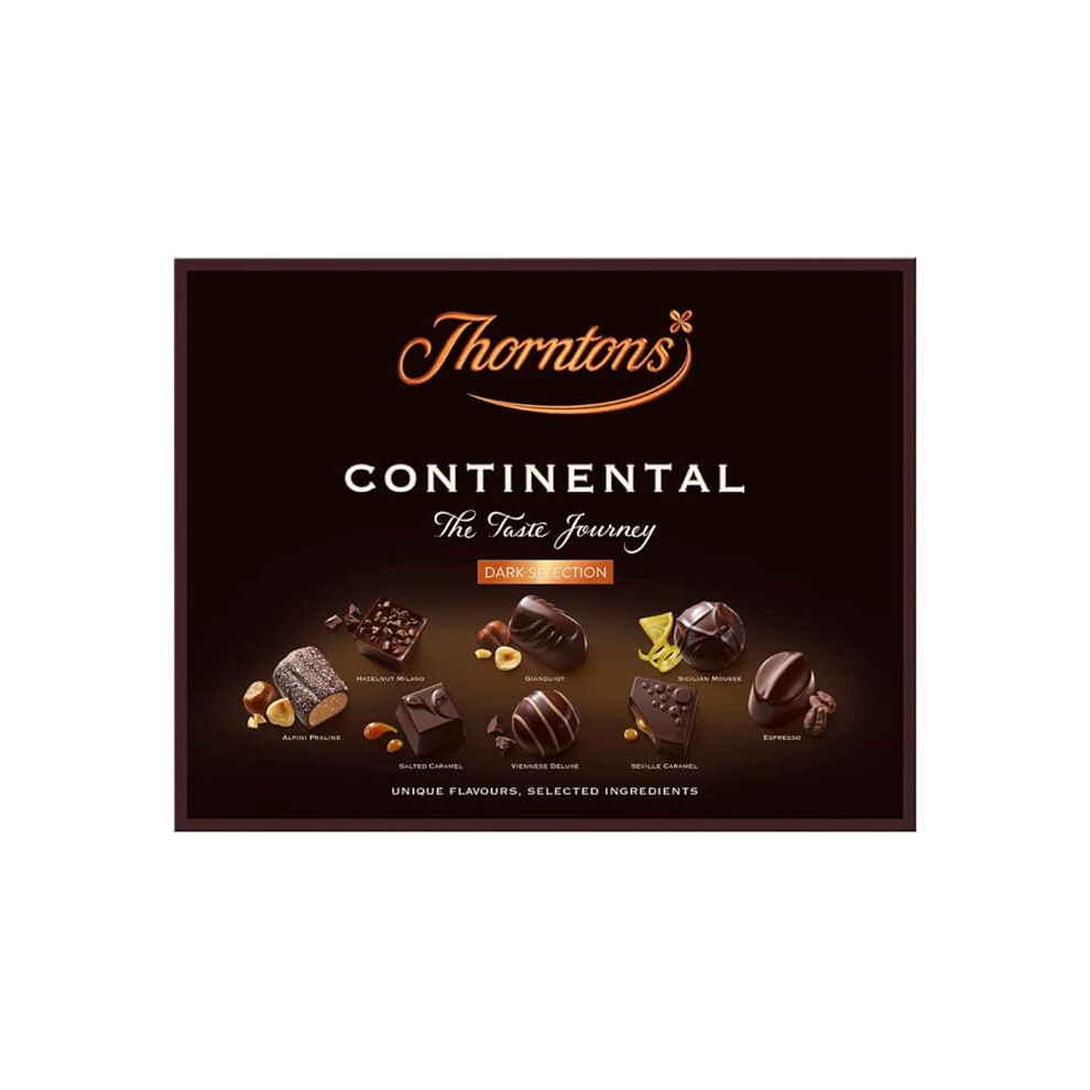 Thorntons Continental Dark Selection, Chocolate Hamper, Dark Chocolate Gift Box, Inspired by European Flavours, Assorted Dark Chocolates, 264g