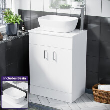 Onken 500mm White Vanity Cabinet and Rectangle Curved Edges Counter Top Basin