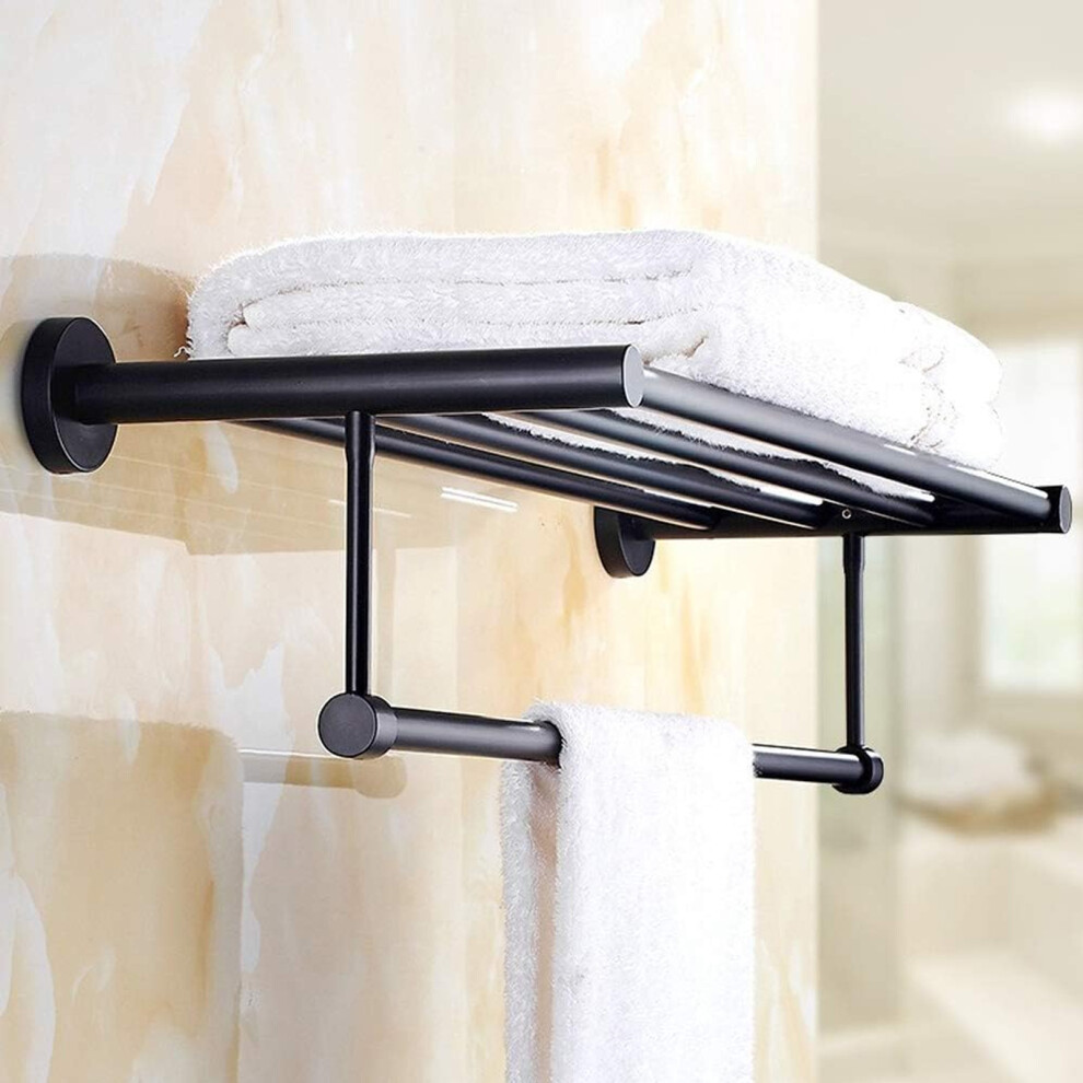 Modern Round Black Matte Towel Shelf