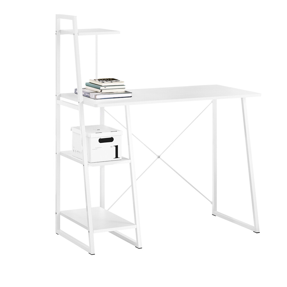 SoBuy® FWT29-W, Home Office Table Desk Computer Desk Workstation 3 Storage Shelves