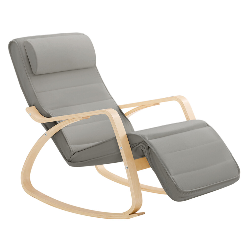 SoBuy® FST16-DG, Rocking Chair Lounge Chair with Footrest Design
