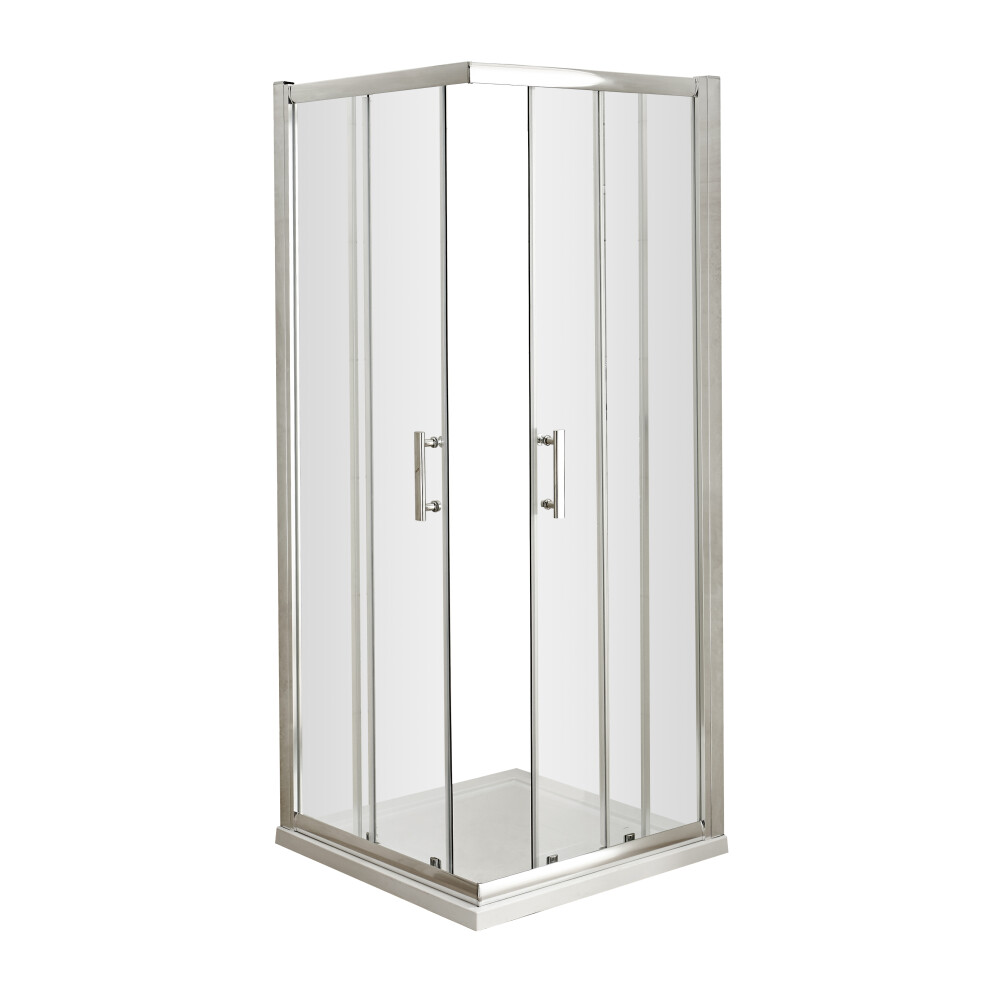 Contemporary 6mm Toughened Safety Glass Corner Entry Shower Enclosure - 800mm - Chrome - Balterley