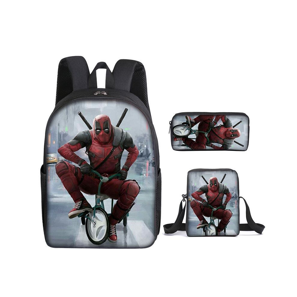(7) Deadpool Student School Bag Backpack Lunch Bag Pencil Case 3PCS