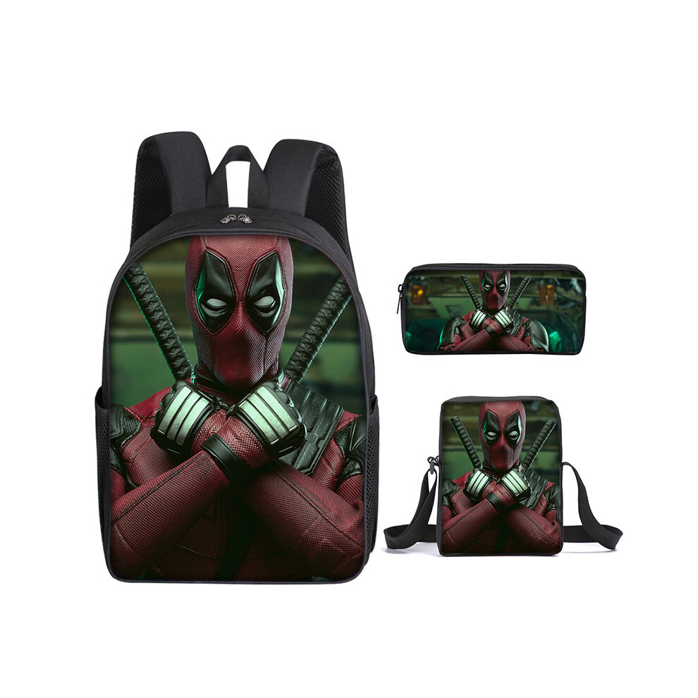 (2) Deadpool Student School Bag Backpack Lunch Bag Pencil Case 3PCS