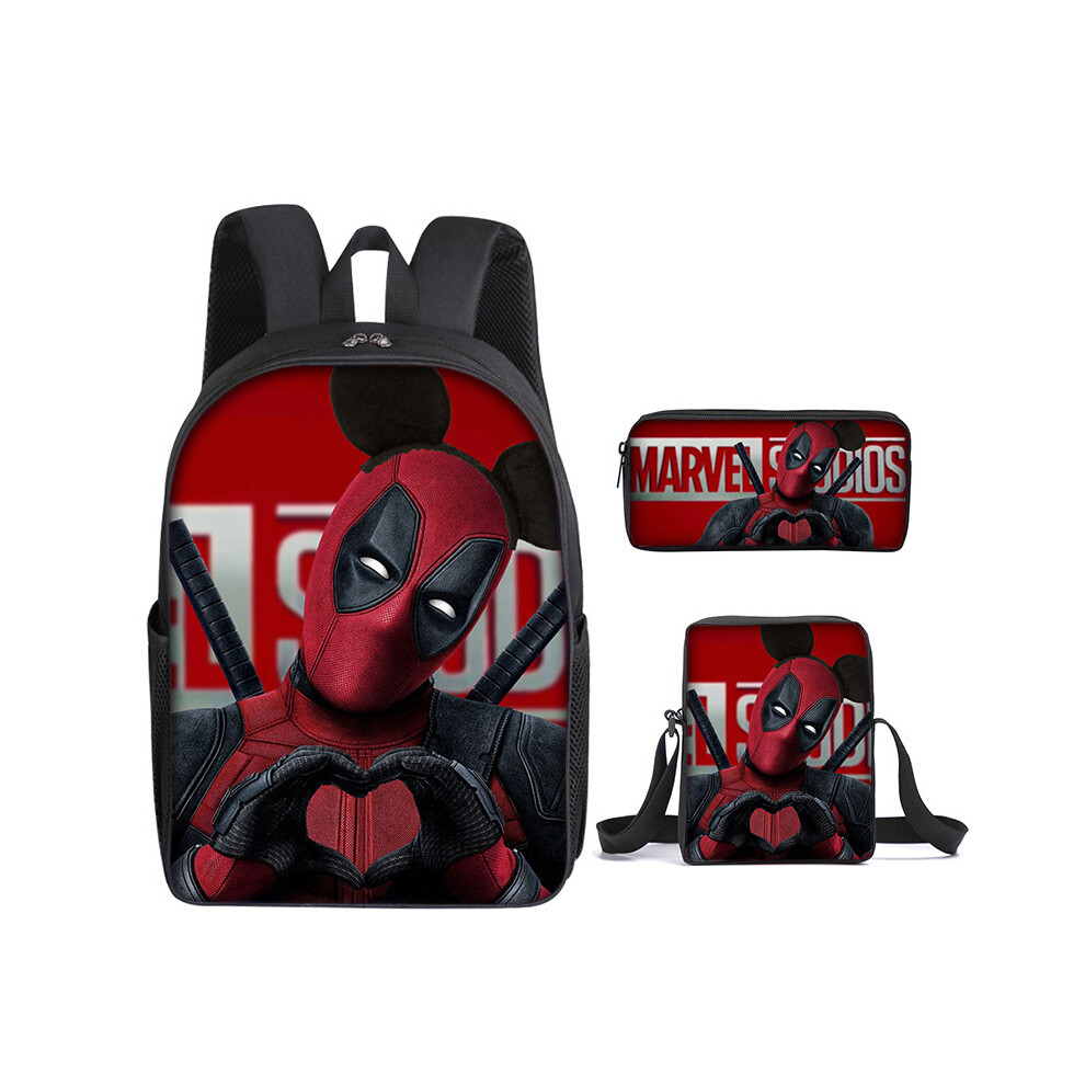 (6) Deadpool Student School Bag Backpack Lunch Bag Pencil Case 3PCS