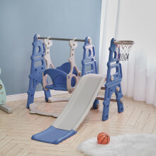 Indoor 3-in-1 Blue Toddler Play Set with Slide, Swing & Basketball Hoop (135 x 185 x 105 cm)