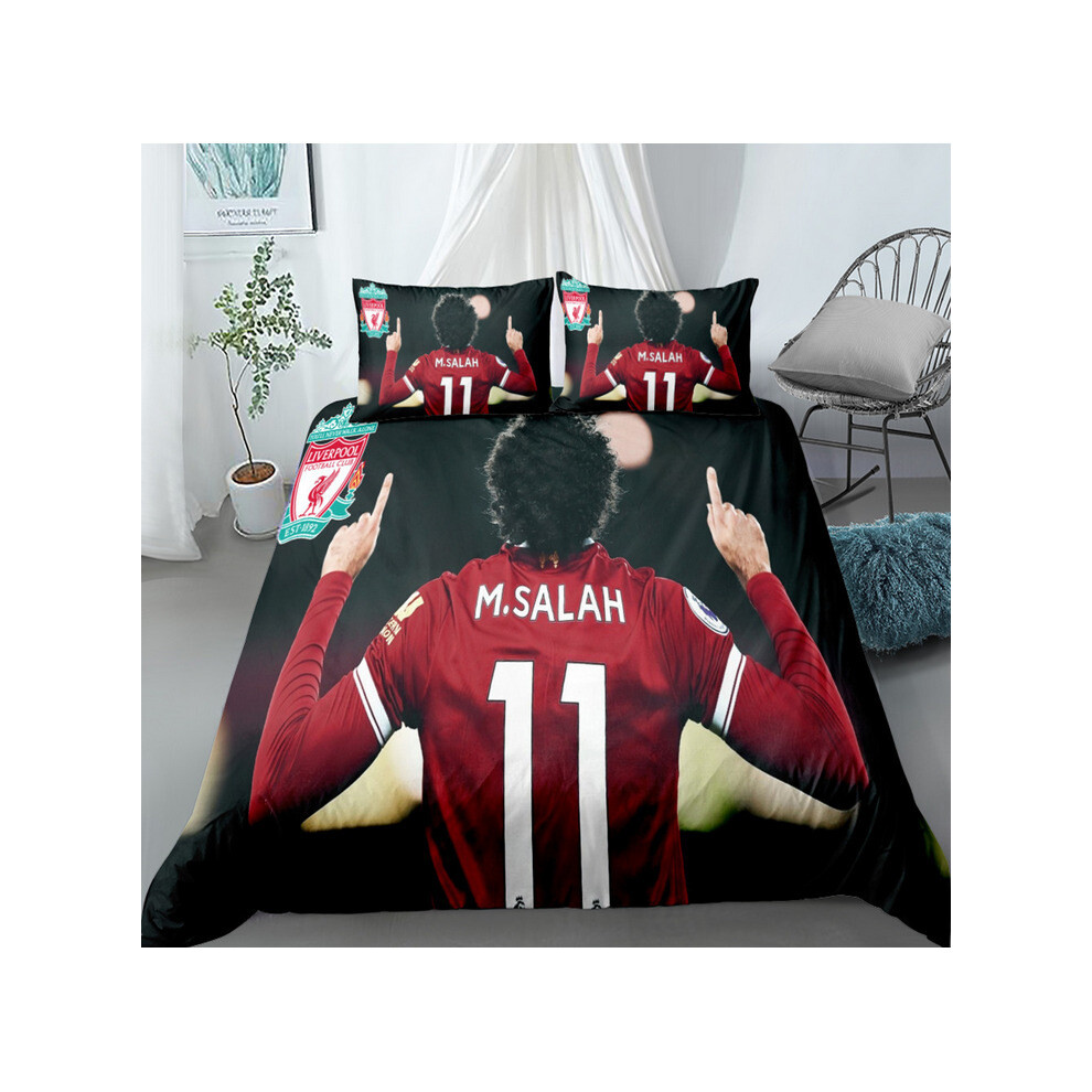 (M.SALAH NO.11, 135*200cm) Football Team 3D Printed Bed Sheets & Pillowcases 3pcs Set  ï»¿