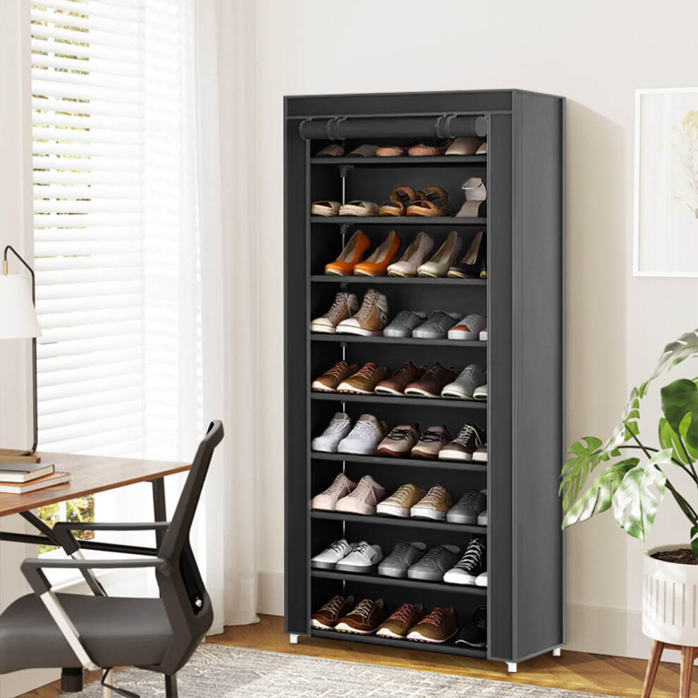 10-Tier Shoe Cabinet with Roll-Up Door