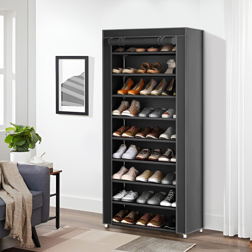 Living And Home 10-Tier Shoe Cabinet with Roll-Up Door 1