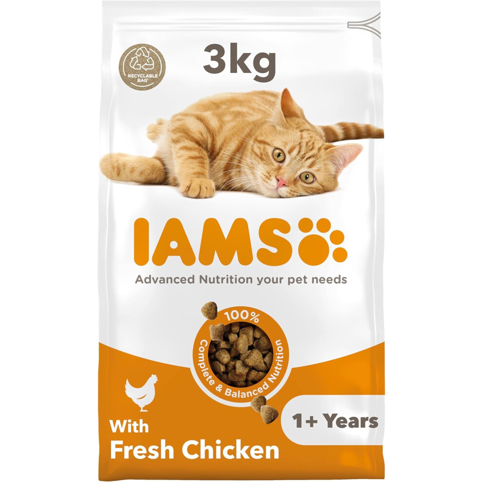 IAMS Complete Dry Cat Food for Adult 1+ Cats with Chicken 3 kg