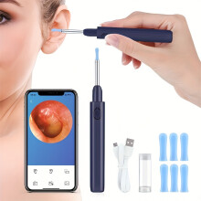(Blue) Ear Cleaner Built-in Wifi with Hd Camera