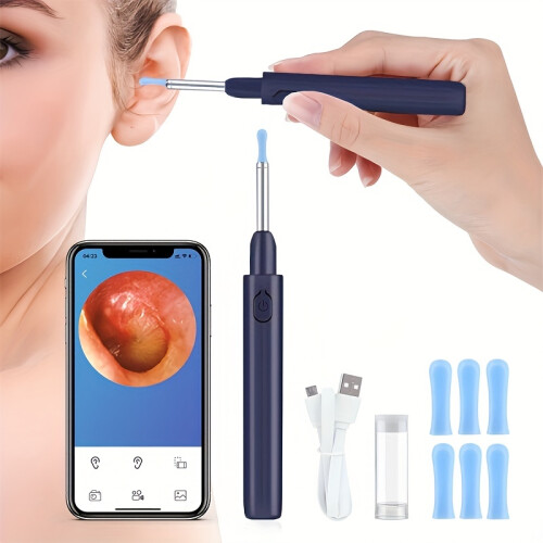 (Blue) Ear Cleaner Built-in Wifi with Hd Camera