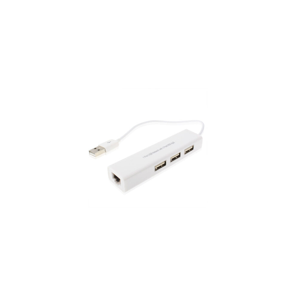 1 Port Usb Network With 3 Port Usb Hub To Female Rj45 Ethernet Lan Adapter Card(White) White 7055324128209