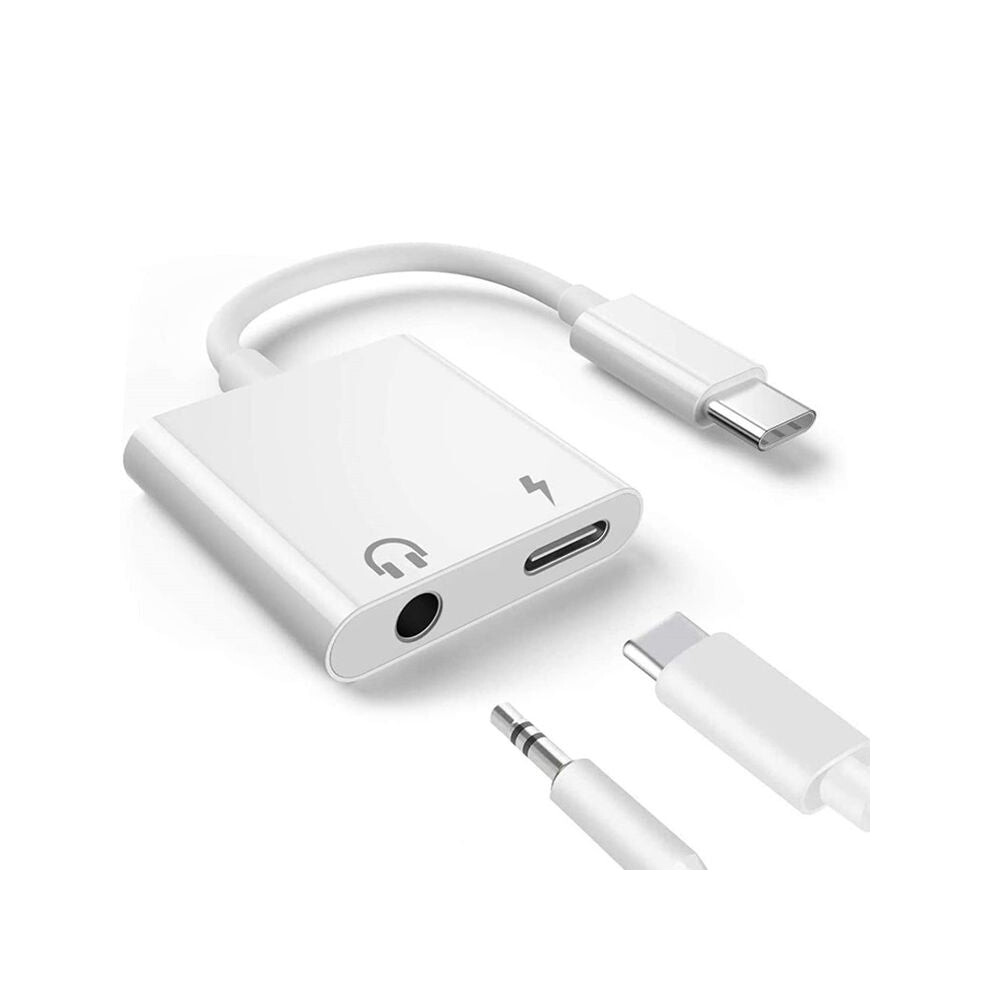 2 in 1 USB-C Adapter with 3.5mm Headphone Jack, Compatible for iPad Pro and Type-C Jack Phone
