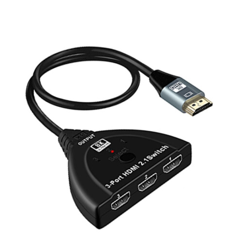 3 Port HDMI 8K Switcher Selector Box with Pigtail Cable (Black) 2