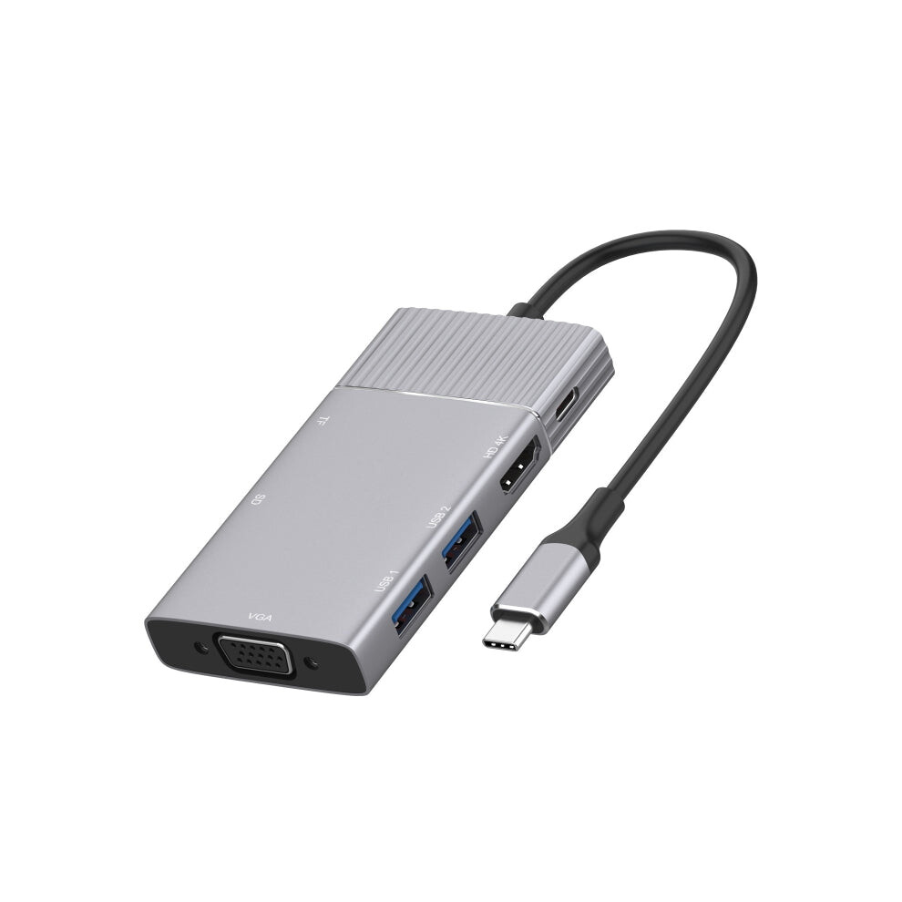 8 In 1 Type-C To Hdmi + Type-C + Usb X 2 + Vga + Sd + Tf + 3.5Mm Hub Adapter 5396571652621