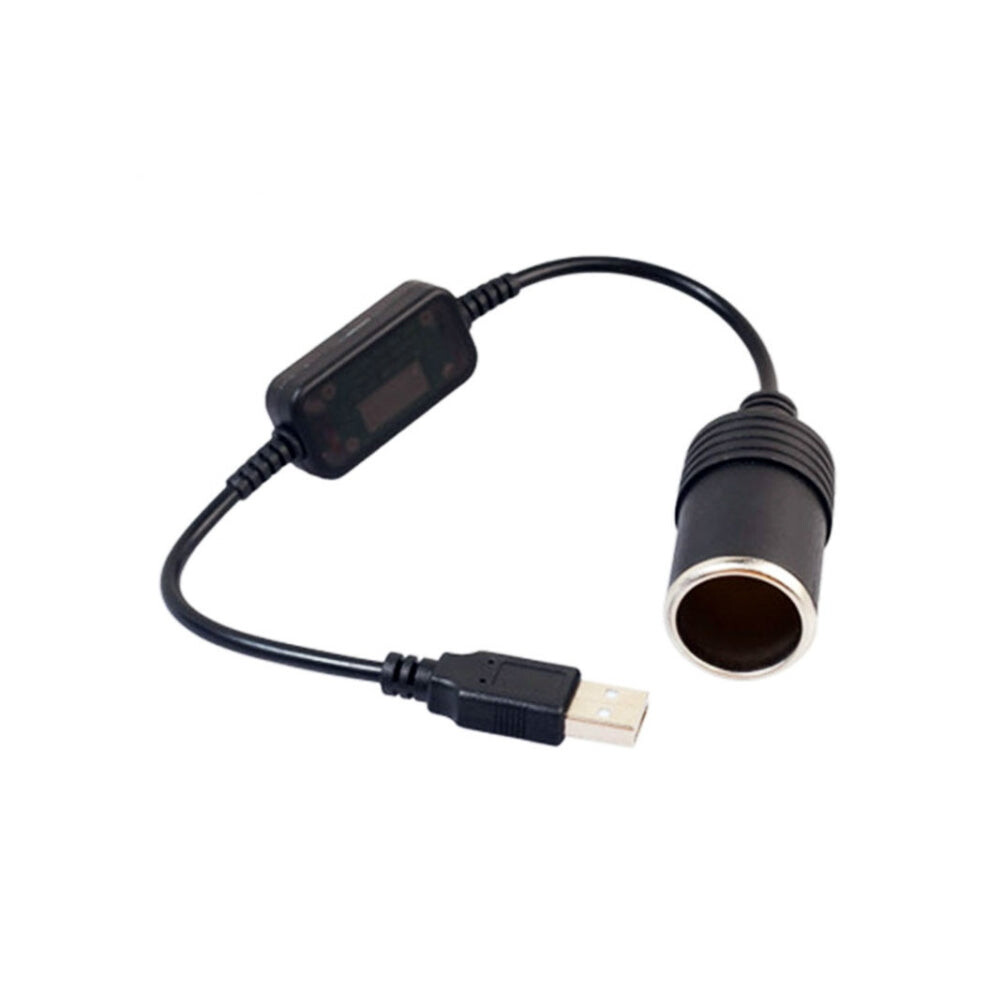 Car Converter Adapter Wired Controller USB to Cigarette Lighter Socket 5V to 12V Boost Power Adapter Cable(Black)