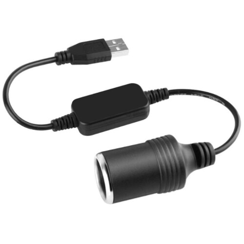 Car Converter Adapter Wired Controller USB to Cigarette Lighter Socket 5V to 12V Boost Power Adapter Cable(Black) 2