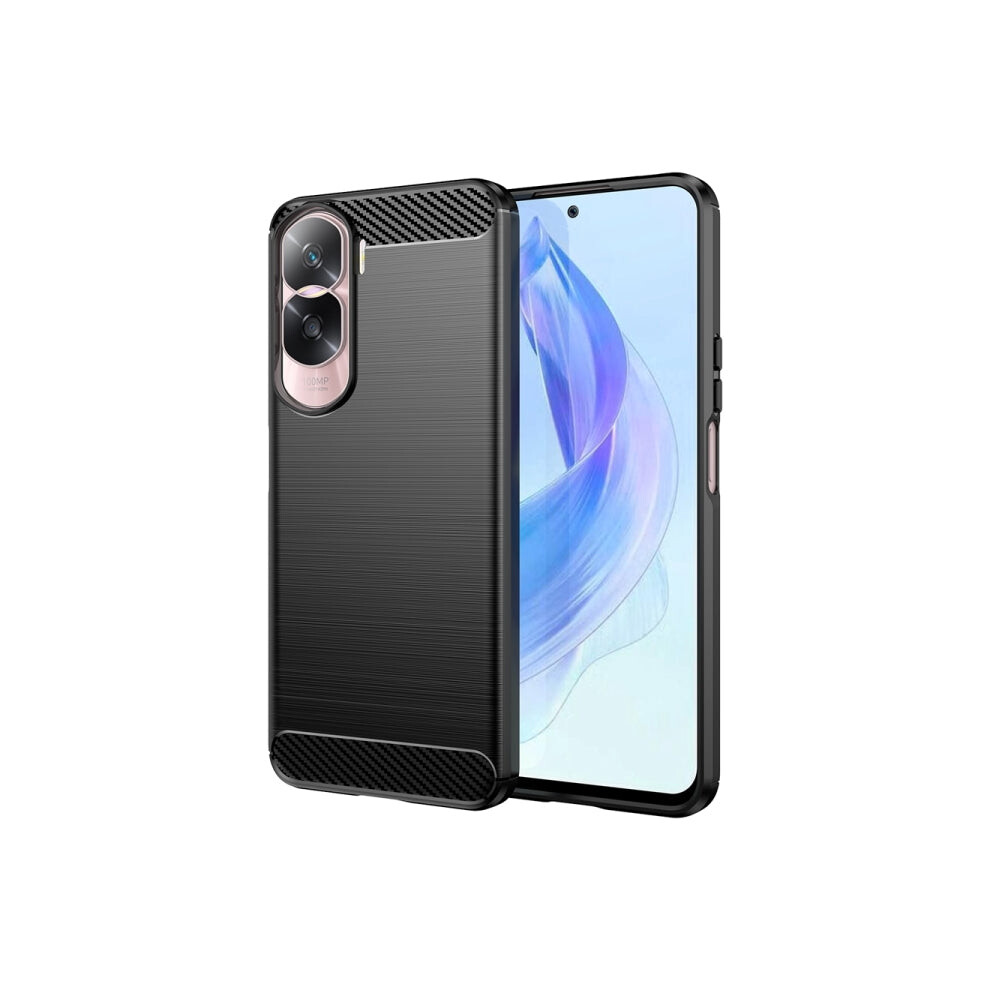 For Honor 90 Lite Brushed Texture Carbon Fiber TPU Phone Case(Black)