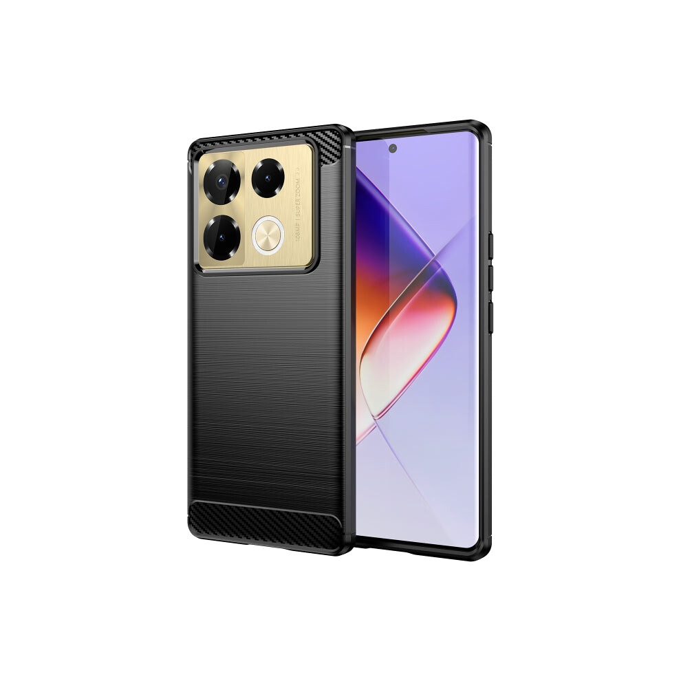 For Infinix Note 40 Pro 4G Brushed Texture Carbon Fiber Tpu Phone Case(Black) Black 9393126840928