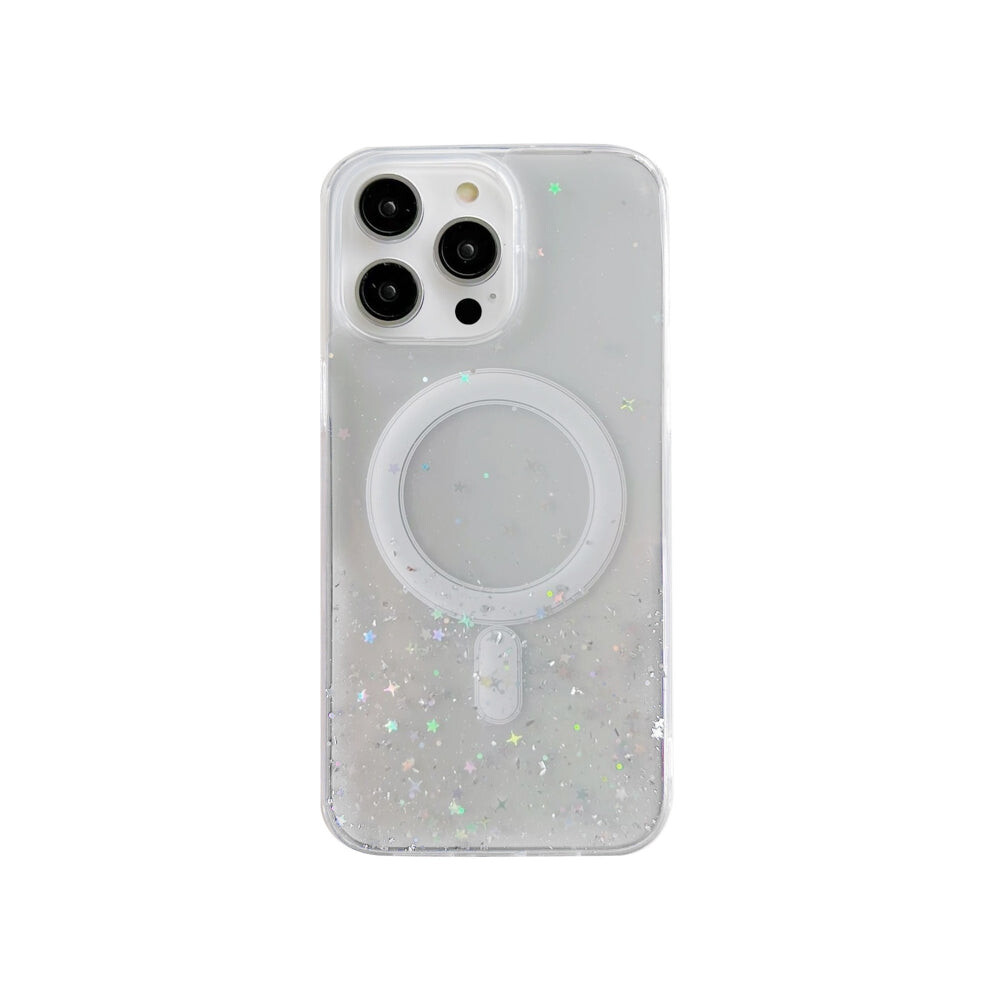 For Iphone 15 Pro Max Magsafe Glitter Hybrid Clear Tpu Phone Case(White) White 9332383653292