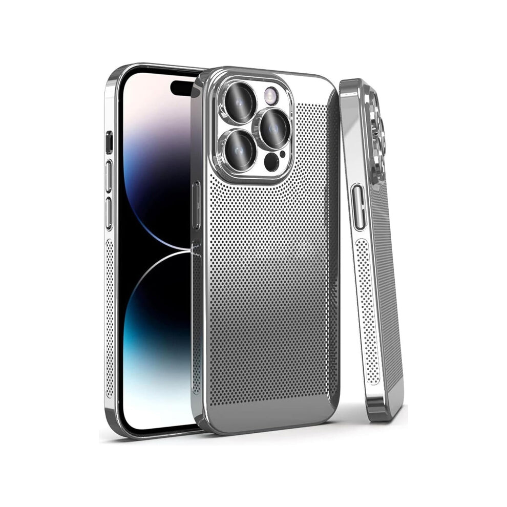 For iPhone 15 Pro Fine Mesh Cooling Phone Case(Silver)