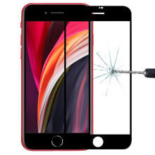 For iPhone SE 2022 / 2020 Full Screen Large Arc Edge High Aluminum Tempered Glass Film(Black)