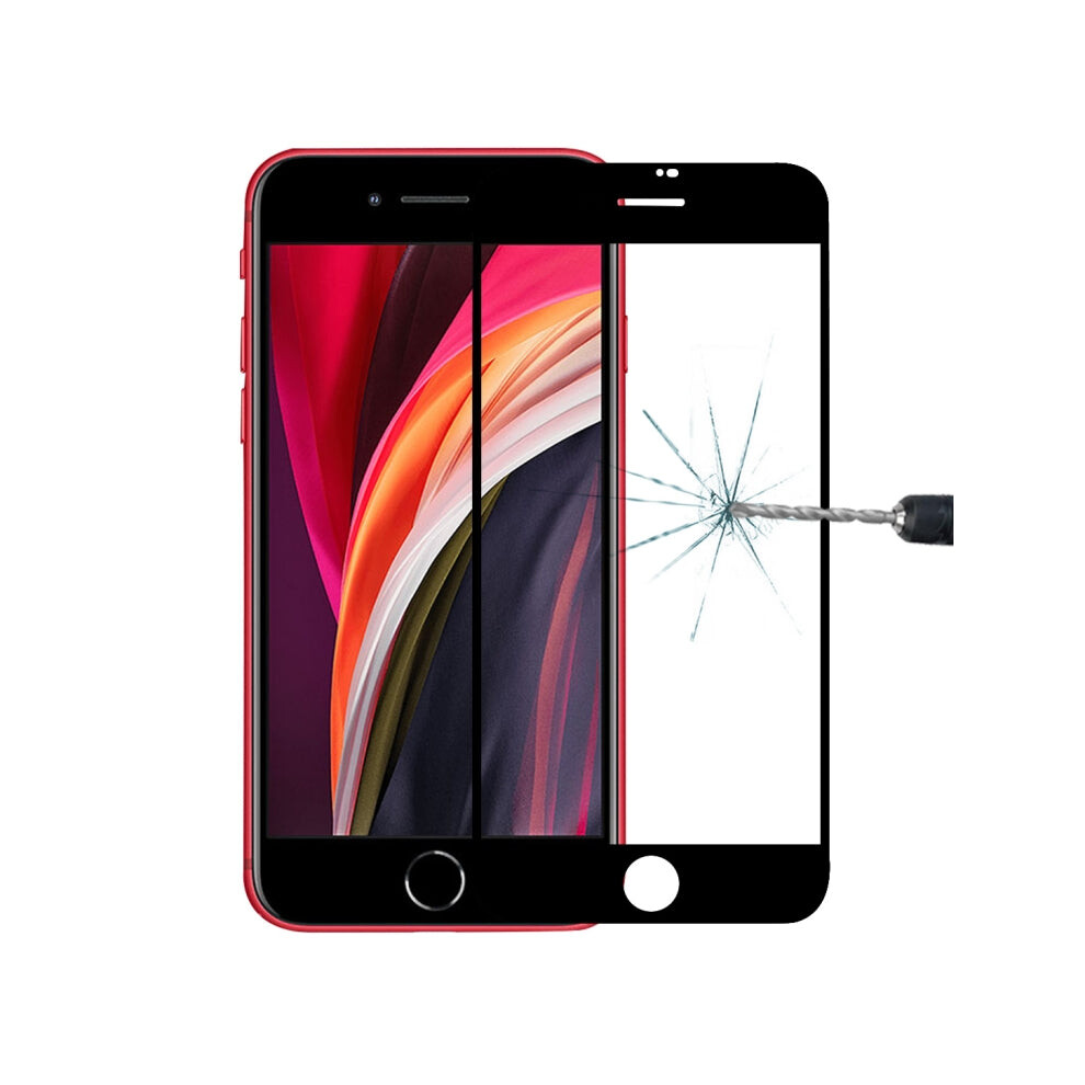 For iPhone SE 2022 / 2020 Full Screen Large Arc Edge High Aluminum Tempered Glass Film(Black)