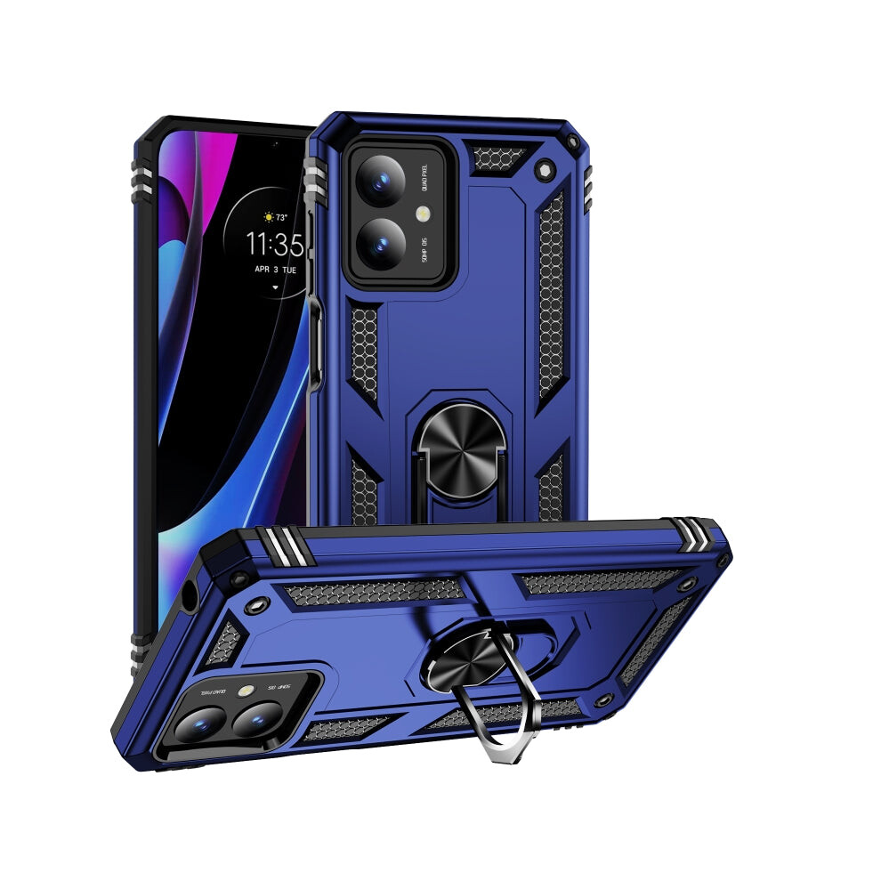 For Motorola Moto G14 Shockproof Tpu + Pc Phone Case With Holder(Blue) Blue 9114979403142
