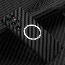 Samsung Galaxy S22 Ultra 5G MagSafe Case Ultra-Thin Carbon Fiber Texture, Black, Precise Fit, Anti-Fingerprint, Magnetic Ring for Fast Charging
