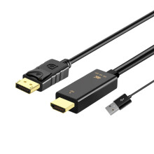 H147 HDMI Male + USB 2.0 Male to DisplayPort Male Adapter Cable, Length:1.8m