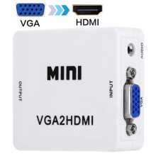 HD 1080P HDMI Mini VGA to HDMI Scaler Box Audio Video Digital Converter(White)