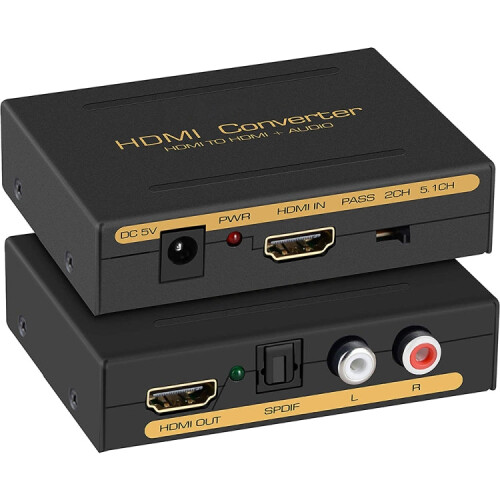HDMI to HDMI + Audio (SPDIF + R/L) Converter (EU Plug)(Black) 1