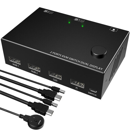 KC-KVM202 430HZ Dual Screen Extension Replication Dual Channel HDMI Different Display  KVM Switch(Black) 2