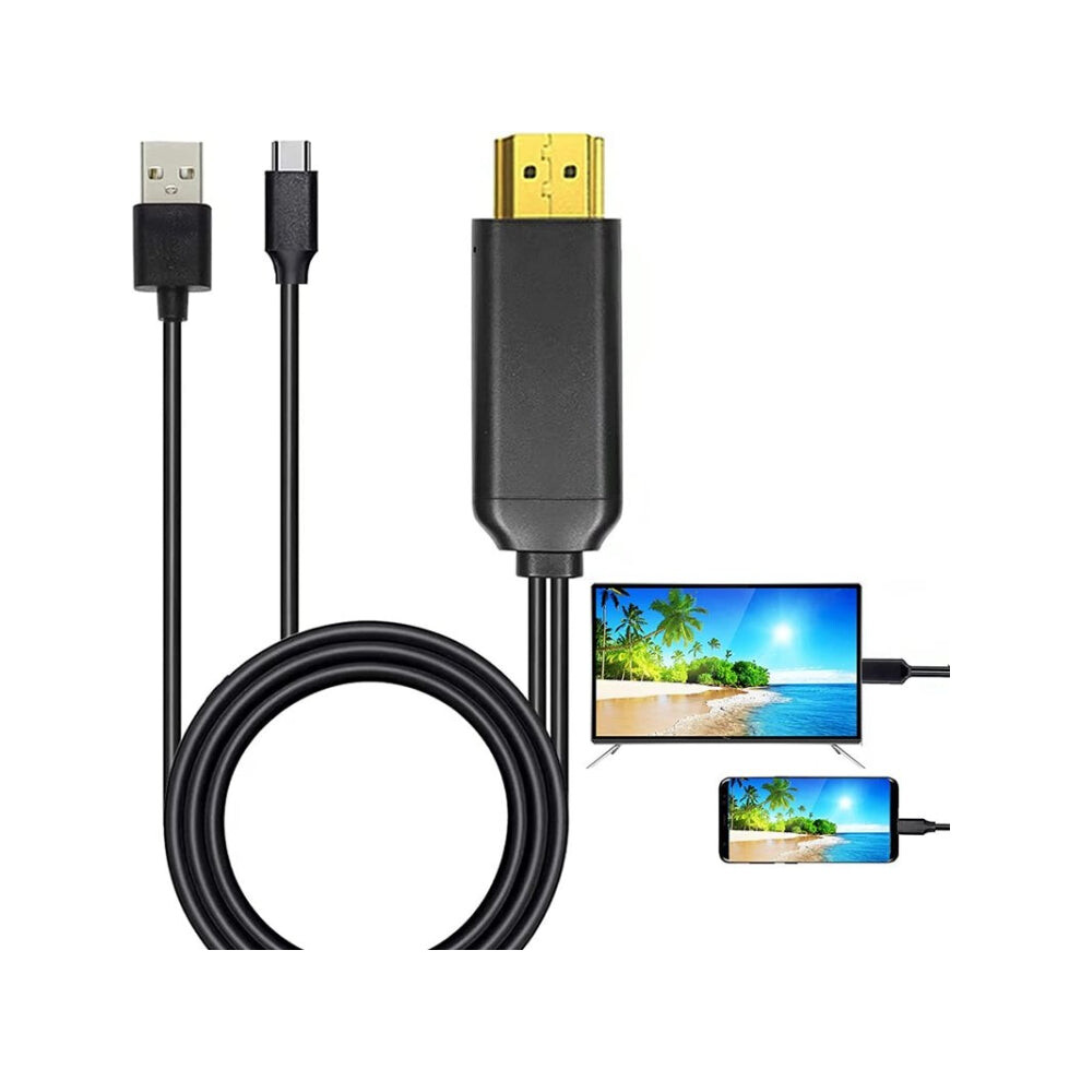 USB 3.1 Type-C to HDMI MHL 4K HD Video Digital Converter Cord for Android Phone to Monitor Projector TV(Black)