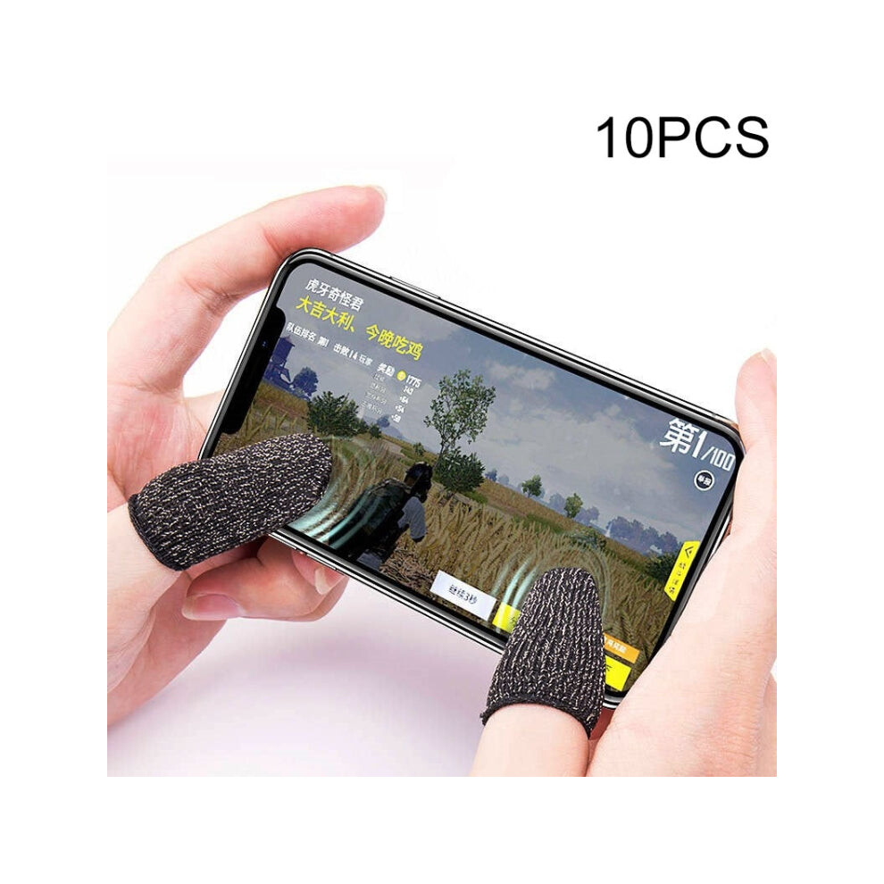 10 Pcs Nylon + Conductive Fiber Non-Slip Sweat-Proof Mobile Phone Game Touch Screen Finger Cover For Thumb / Index Finger(Black) Black 8073261797981