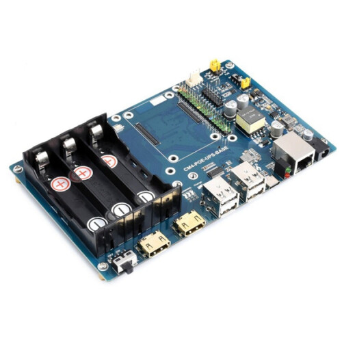 Waveshare PoE UPS Base Board for Raspberry Pi CM4, Gigabit Ethernet, Dual HDMI, Quad USB2.0 1
