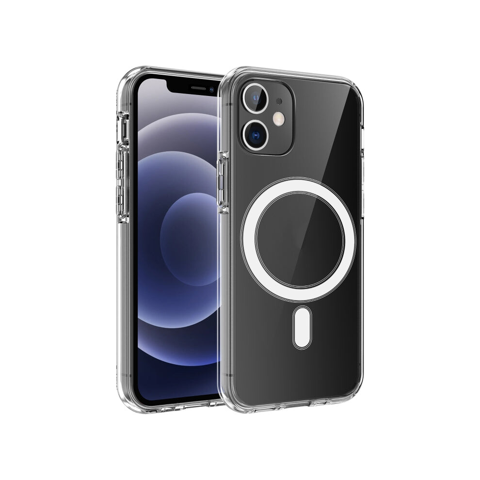 For Iphone 12 Pro Max Magsafe Case Simple Magnetic Ring All-Inclusive Clear Crystal Acrylic Pc +Tpu Shockproof Case(Transparent) 8247719243522