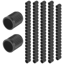 Set med 100 - Svarta ventilhattar i plast