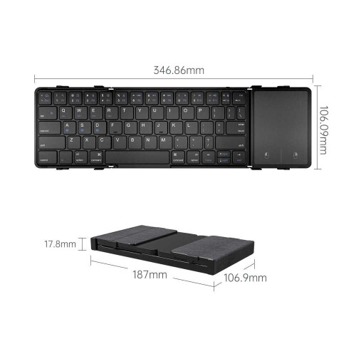 B1053 Leather Portable Tri-Fold Bluetooth Keyboard 2