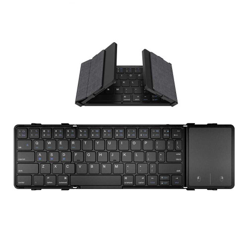 B1053 Leather Portable Tri-Fold Bluetooth Keyboard 1